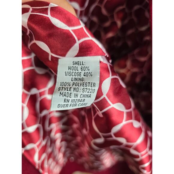 Anthropologie Tulle Long Line Red Pockets Wool Blend Lined Women's Jacket XL - Picture 11 of 11